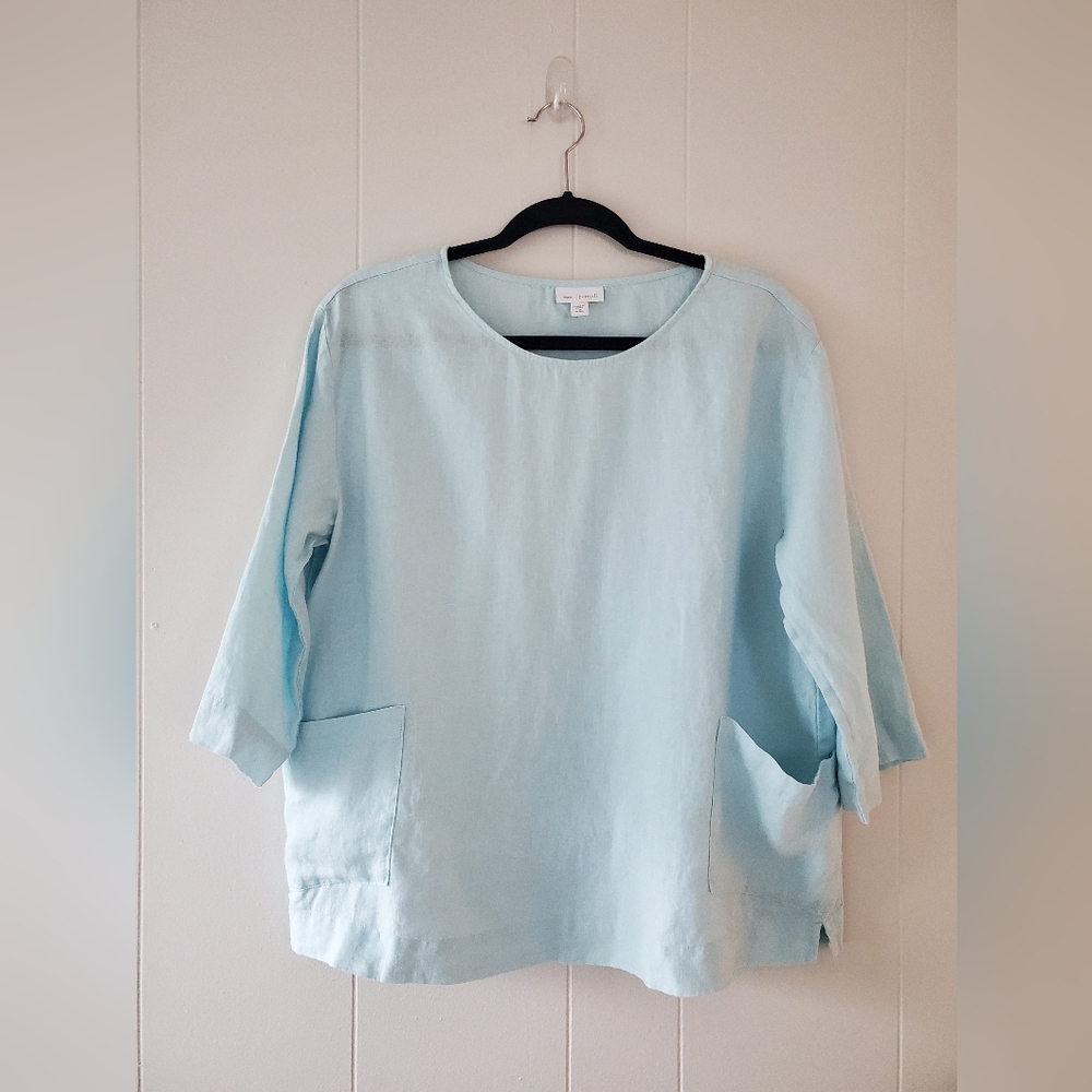 J Jill Linen Top in Ice Blue